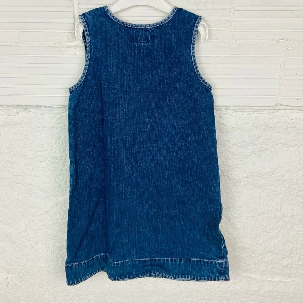 RALPH LAUREN denim jean sleeveless cotton nautical embroidered anchor dress SZ 6